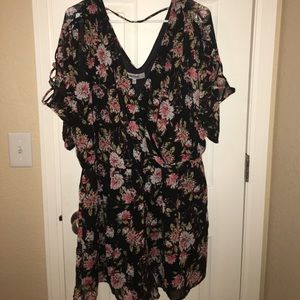 Rue21 plus wildflower lattice surplice romper